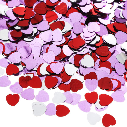 Tatuo 100 Gram Metallic Heart Confetti Heart Sequins for Valentine‘s Day Wedding Craft Party Favor, 3 Colors, 10 mm