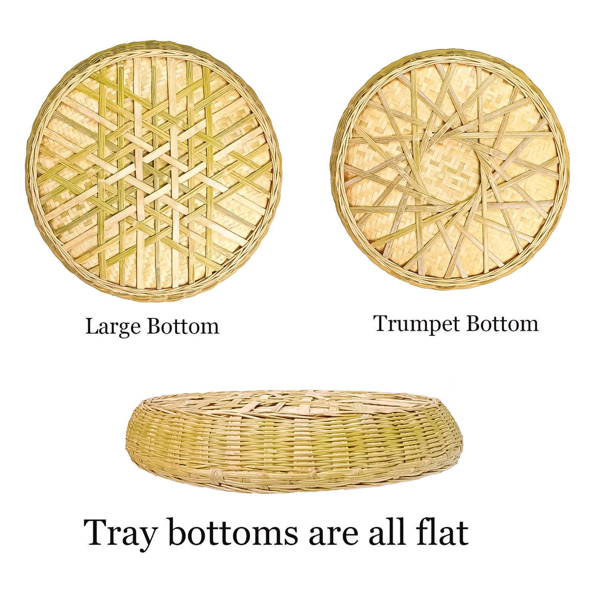 Bamboo basket，Food Flatware trays，Bamboo and Rattan Fruit and Vegetable Basket with Flat Bottom,For Table, Kitchen,Outdoor Gathering and Dining Room Service or Decoration 2 Piece Set