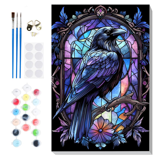 Bowetile Bird Framed Paint by Numbers for Adults, Adults' Paint-by-Number Kits on Canvas, Easy Acrylic Animals Number Painting Crafts Kits Halloween Gifts for Home Decor, 8x12in