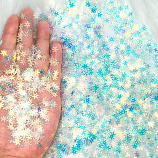 2000Pcs/55g Glitter Snowflakes PVC Confetti, Iridescent Snowflake Table Confetti for Christmas Xmas New Year Winter Wonderland DIY Craft Projects Party Decorations