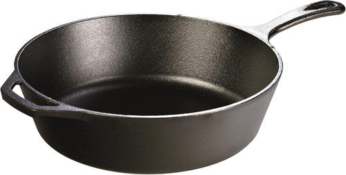 Lodge 5 Quart Pre-Seasoned Cast Iron Deep Skillet - Versatile Cooking for Oven, Stove & Grill - Black