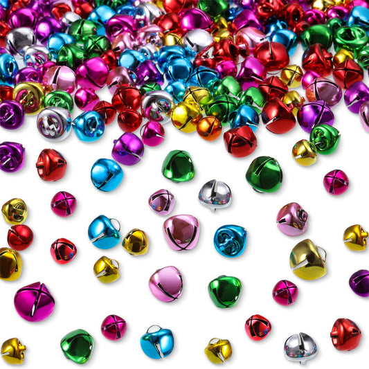 Christmas Bells, 300 Pieces Craft Bells, DIY Bells for Wreath, Holiday Home and Christmas Decoration (Multi-Color, 0.3/0.4/0.47 inch)