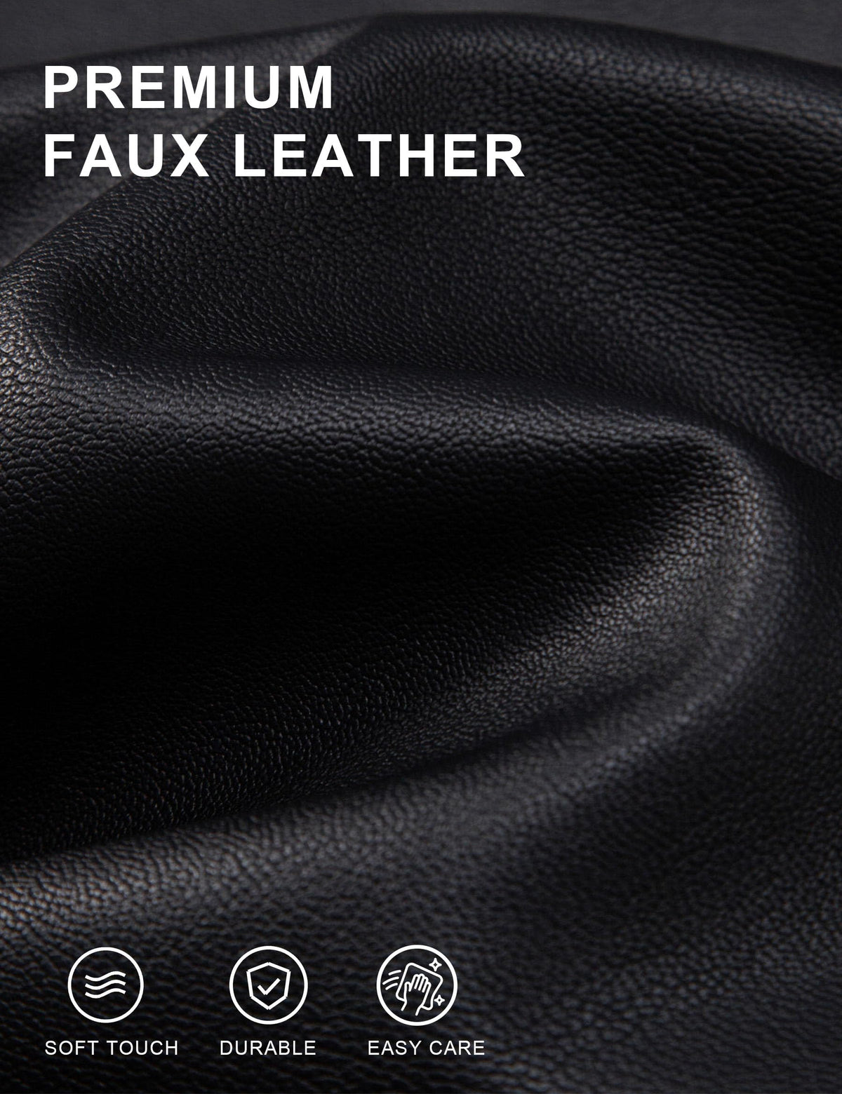 Zbrandy Mens Leather Jacket Faux Leather Motorcycle Jackets Turn Down Collar Biker Coat Outwear Black M