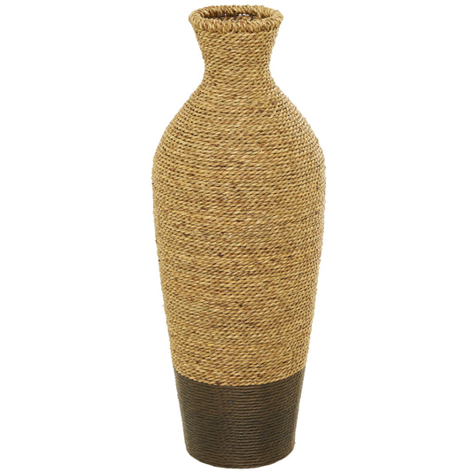 Deco 79 Seagrass Handmade Decorative Vase Tall Woven Floor Centerpiece Vase, Vase for Home Decoration 10" x 10" x 28", Brown