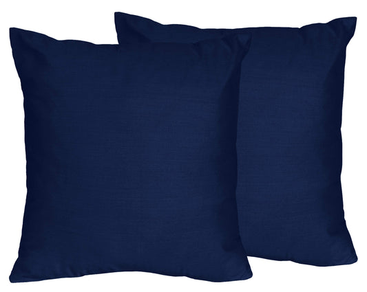 Sweet Jojo Designs Navy Blue Boy Girl Unisex/Gender Neutral Decorative Throw Pillow Covers for Couch Bed Square Home Decor Accent Case Set of 2 18x18 Pillows NOT Included Blue Orange Stripe Collection
