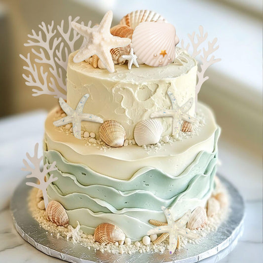 Beach Seashells Cake Decorations Under the Sea Cake Topper Under the Sea Birthday Party Decorations Starfish Shells Ocean Cake Topper Summer Beach Party Supplies