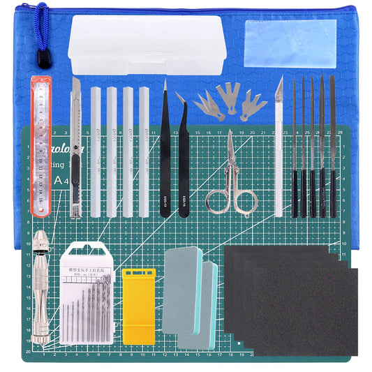 Rustark 27Pcs Modeler Basic Tools Craft Set Hobby Building Tools Kit for Assembling Miniatures Mecha Car Model Building