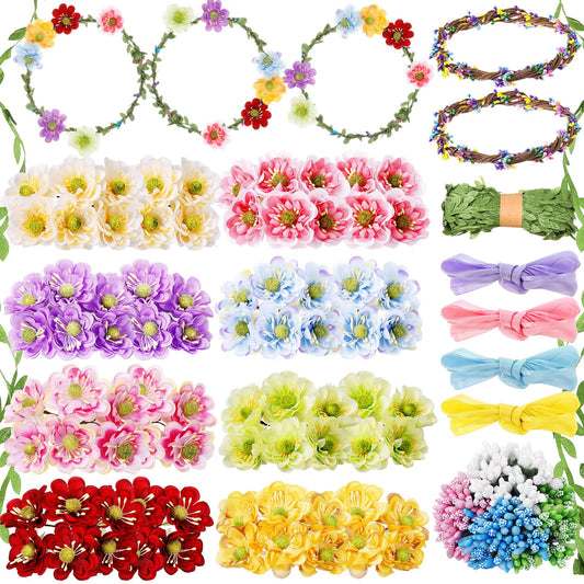 Zeyune 20 Sets Summer Tea Party Favor Flower Crowns Making Kit, Make Your Own Flower Crown Wreath Garland Headbands Craft Kit Handmade DIY Fairy Floral Hair Accessories Gift for Women(Daisy)