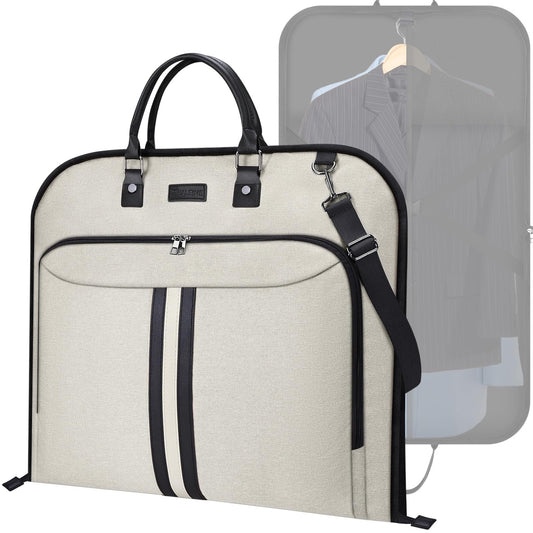 BALEINE Travel Garment Bag, Travel Suit Bag for Men, Water Resistant Carry on Garment Bag for Hanging Clothes, Garment Duffel Bag for Travel Business (Beige)