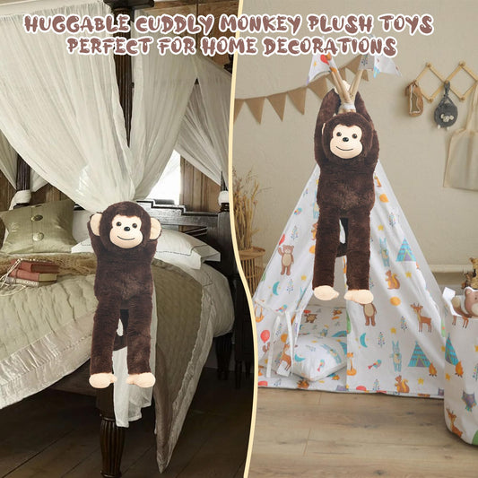 5 PCS Monkey Stuffed Animal, Large Huggable Stuffed Monkey Plush Toys with 4 Baby Monkeys for Kids, Hanging Monkeys Plushies Gifts for Boys Girls Easter Christmas Birthday Jungle Forest Party Decor