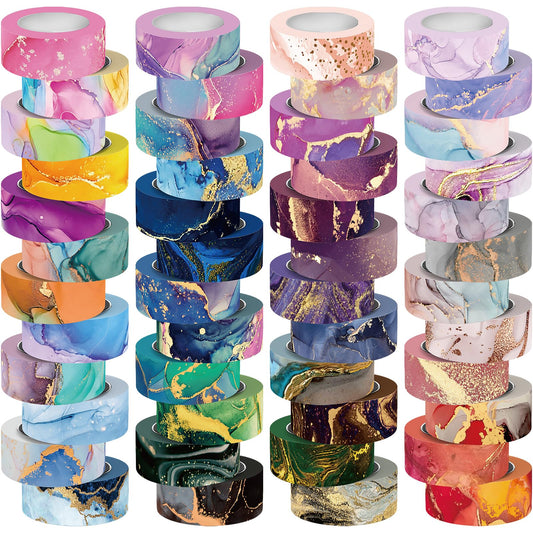 Mooker 48 Rolls Washi Tape Set - Decorative Masking Tape Colored Marbling Patterns, Adhesive Artists Tapes for Journaling Supplies, DIY Crafts, Scrapbooking, Junk Journal Supplies, School Supplies