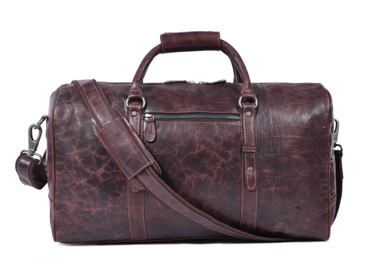 Leather Duffel Bag for Men & Women Travel, Weekend, Overnight, Gym Bag - Florida Brown