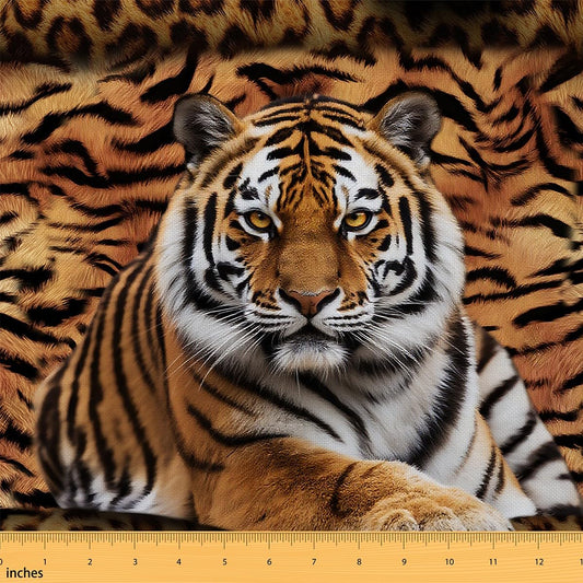 Tiger Print Vivid DIY Fabric for Girls Boys Woman Craft Lovers,Natural Animal Fur Skin Texture by The Yard,Decorative DIY Fabric for Upholstery and Home Accents,1 Yard,Brown Vibrant