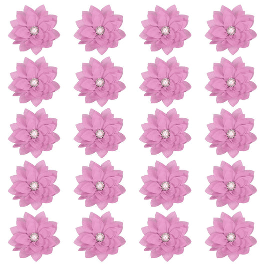 PATIKIL 2.4" Fabric Brooches Flowers, 20 Pcs Fabric Flowers for Brooch Pin Sewing Fabric Appliques Headband Embellishments with a Pearl for DIY Craft Wedding Decor, Purple