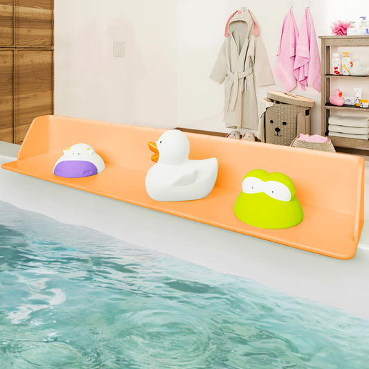 Little Splasher Original PlayPad, Bathtub Splash Guard Play Shelf - Toy Tray Caddy Holder Storage - Suction Cups Attach to Bath Tub - No Mess Water Spill in Bathroom for Toddlers Kids Baby (Orange)