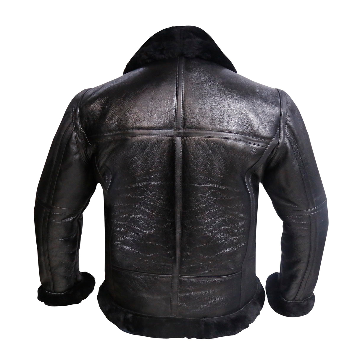 MARCO ENZOLANI RAF Bomber Bomber Jacket Aviator Real Shearling Sheepskin Leather Jacket (Ginger Black- 2XL)