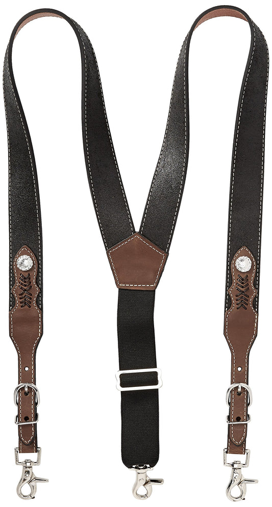 Nocona Men's Top Hand Leather Suspender, black/brown, X-Large