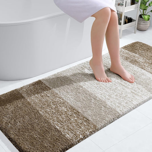 OLANLY Bathroom Runner Rug - Extra Soft Microfiber Mat with Rubber Backing | 59x24 Inches, Quick Dry, Washable, Coffee