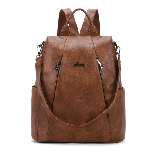 ZOCAI Backpack Purse for Women Medium Anti-Theft Backpacks Purses Design Leather Shoulder Bags with Removable Strap
