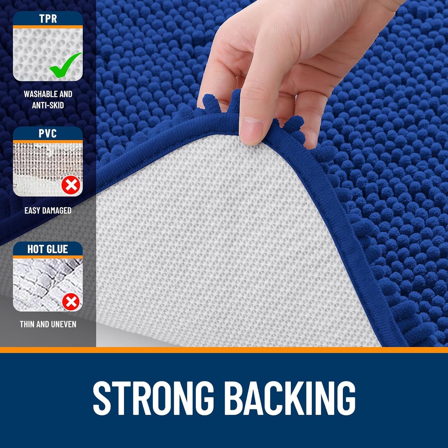 OLANLY Large Bathroom Rugs - Extra Soft Chenille Bath Mats | Quick-Dry, Machine Washable, 47x32, Royal Blue