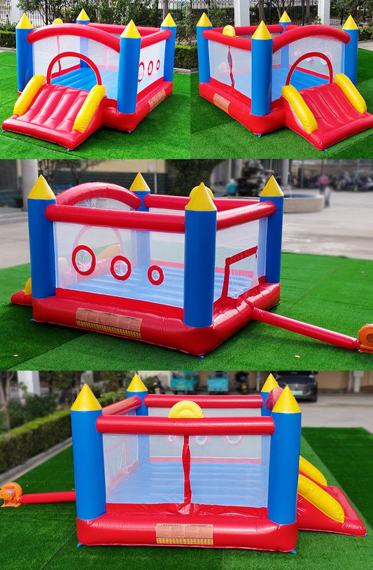 Hongcoral PVC Bounce House, Heavy-Duty Jumping Castle with Large Slide, 450LBS Capacity, Inflatable Bouncer with Blower - for Kids' Indoor & Outdoor Fun