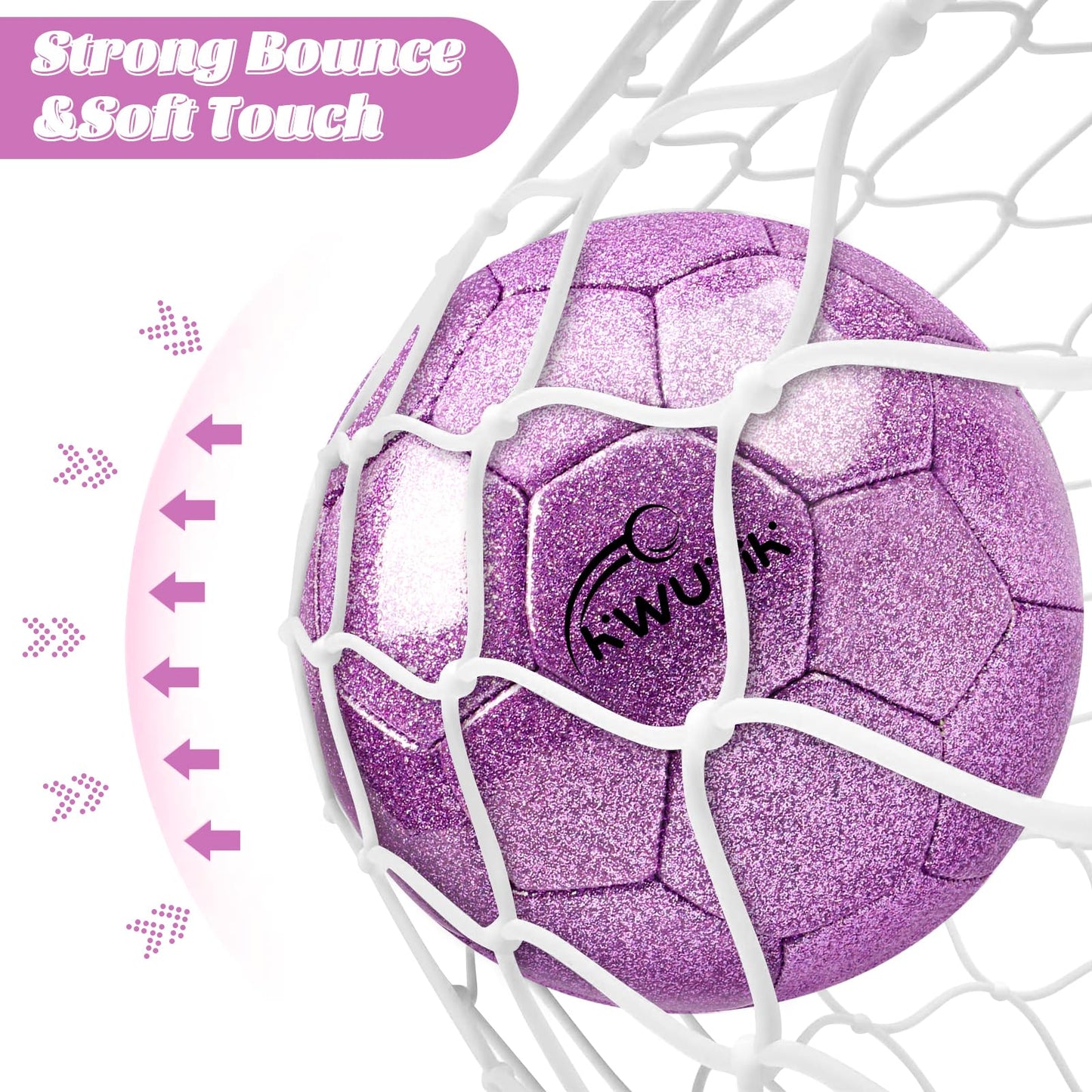 OKWUYiK Size 4 Glitter Purple Soccer Ball Set with Pump Youth Soccer for Kids Aged 6-8 8-12 Toddler Outdoor Training Ball Soft Sports for Back to School Sports Outdoor