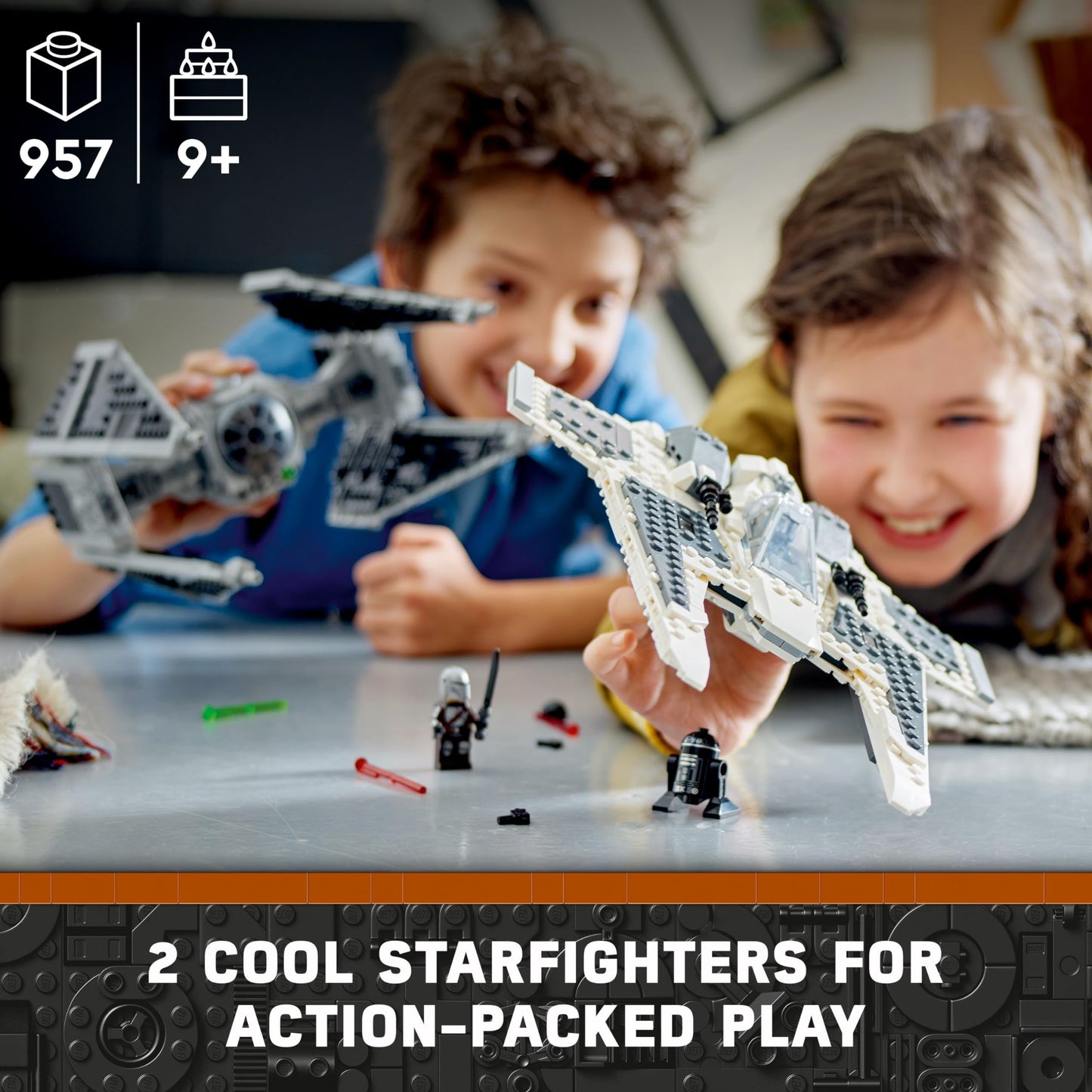 LEGO Star Wars Mandalorian Fang Fighter vs. TIE Interceptor 75348 Building Toy Set, Perfect Star Wars Gift for Fans Aged 9 and Up; with 3 Characters Including The Mandalorian