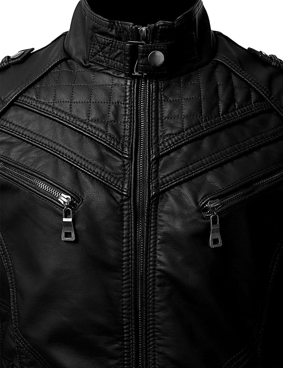 DECIMAL Men's Black Genuine Lambskin Leather Biker Jacket VINTAGE REAL MOTORCYCLE JACKETS FOR MEN (X-LARGE)