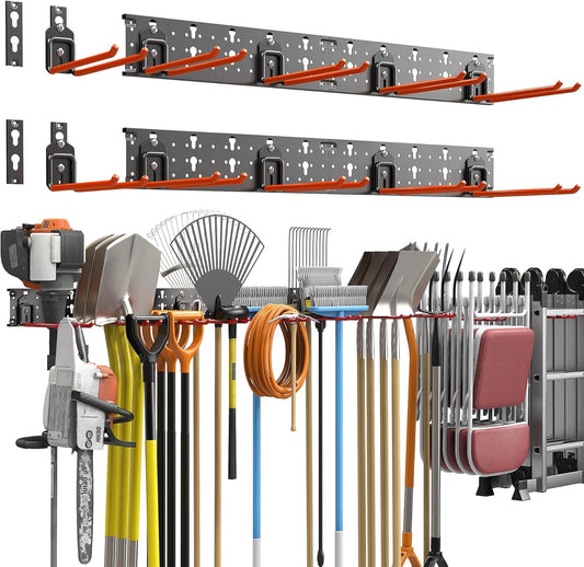 TORACK Garden Tool Organizer - Wall-Mounted Storage Rack for Shovels, Rakes, and Brooms | Space-Saving Design