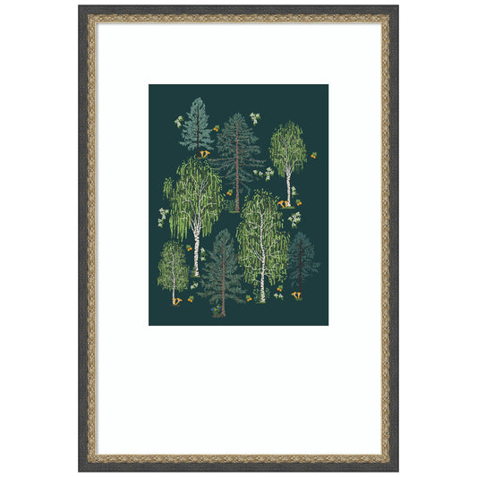 Amanti Art Framed Wall Art Print 25x17 Scandinavian Boreal Forest by Alexandra Weise, Nature Wall Art, Whimsical Decor, Medium Poster Painting Artwork for Living Room, Bedroom, Bathroom, Kitchen,