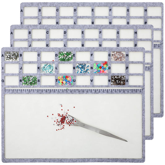 3 Pcs hobbyworker Bead Mat,Soft Perfect Stable,Surface Flocking with Centimeter Scale 3 Pcs Set and Stainless Steel Handy Tweezers with Scoop for Jewelry Making Beading Supplies