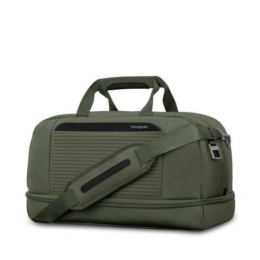 Samsonite Paralux Weekender Duffel Bag, Travel Carry-On Bag with Wide Opening, Drop-Bottom Shoe & Laundry Compartment, AirTag™ Holder, StackIt™ Strap - Business & Leisure Travel Bag - Olive
