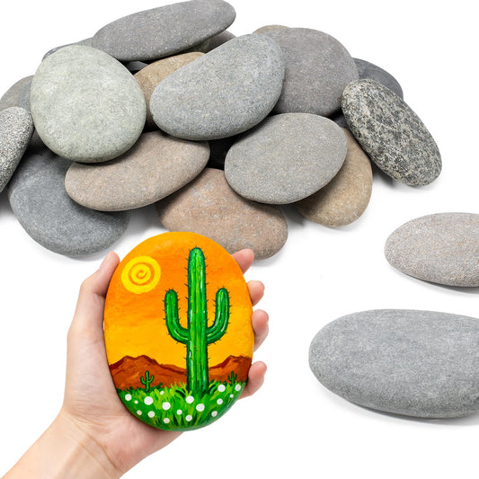 Simetufy 25 Pcs Large Rocks for Painting, 4-5 Inch River Rocks Painting Stones Smooth Flat Rocks for Painting, Natural Rocks to Paint for Arts DIY Crafts Kids Painting