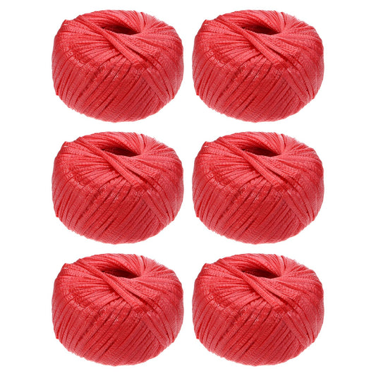 MECCANIXITY 6 Rolls Polyester Nylon Plastic Rope Twine, 80m/262ft Nylon Cord Household Bundled Polypropylene Twine Yarn for Household Gardening Tying Binding Garden Crafts, Red