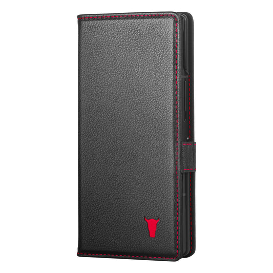 TORRO Case Compatible with Samsung Galaxy Z Fold7 2025 – Premium Leather Wallet Case with Stand Function and Card Slots (Black)