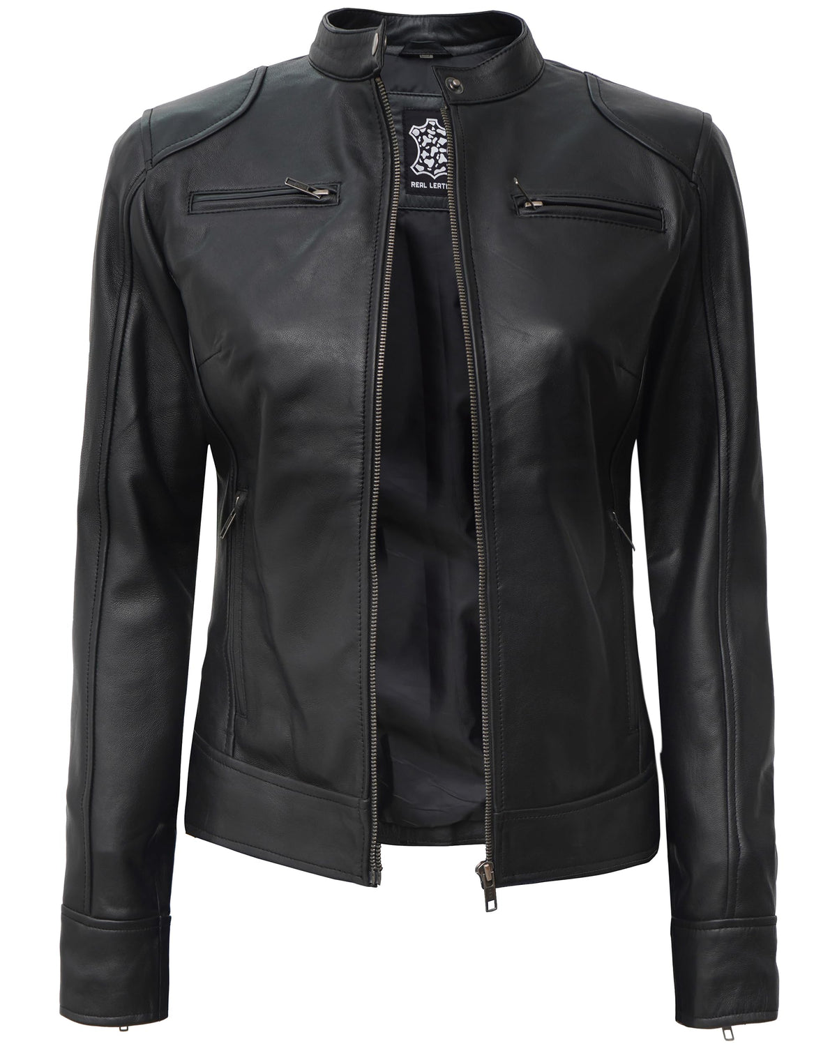 Blingsoul Womens Leather Motorcycle Jacket | [1313765] Dodge Black, XL