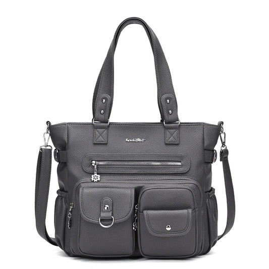 KouLi Buir Large Crossbody Bag for Women, Shoulder Bag Tote Handbag with Adjustable Strap, Vegan Leather Hobo Bags for Work Travel(Charcoal Gray)