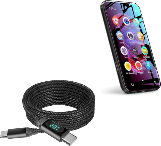 BoxWave TIMMKOO Q5 MP3 (6ft) (100W), Cable Compatible with WiFi Player with Bluetooth - PowerDisplay PD Cable - USB-C