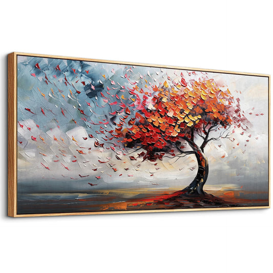hyidecorart Wood Framed Prints Textured Pictures Large Abstract Wall Decor For Living Room Canvas Wall Art For Office Bedroom Decor Tree Panoramic Landscape Wall Painting Artwork Modern Hotel Mural