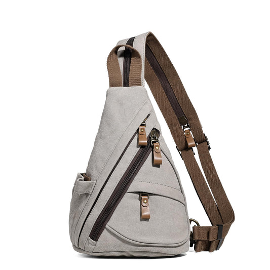 KL928 Canvas Sling Bag - Small Crossbody Backpack Shoulder Casual Daypack Rucksack for Men Women(Small Version, Leaden)