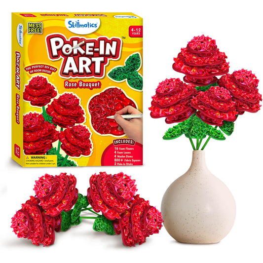 Skillmatics Poke-in Art - Rose Bouquet, Mess-Free Fun for Kids, DIY Wood Craft Kits, Creative Activity, Gifts for Girls & Boys Ages 4, 5, 6, 7, 8, 9, 10, 11, 12