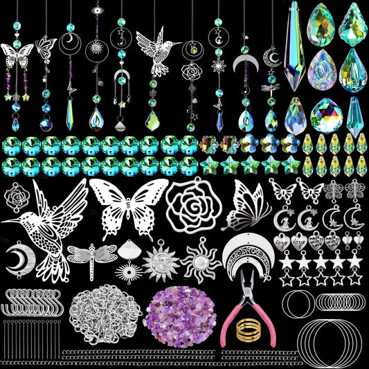 IcosaMro 420PCS Suncatcher Arts and Crafts for Adults Crystal Sun Catcher Crafts Kit for Adults Suncatchers DIY Making Supplies for Indoor Window Hanging, Outdoor Garden Decor Wedding Christmas