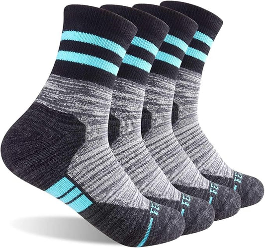 FEIDEER Women's Hiking Walking Socks, 4-Pack Outdoor Recreation Socks Wicking Cushion Crew Socks