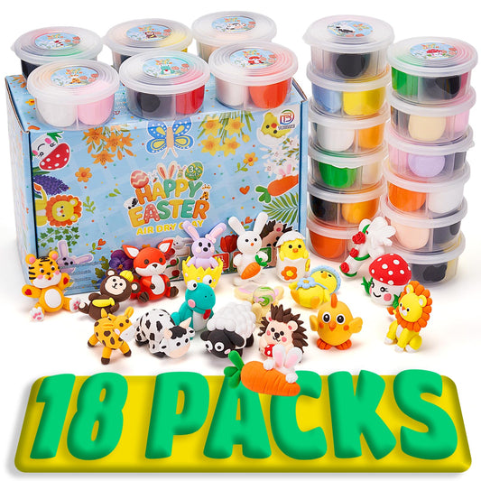 Air Dry Clay Kits,18 Animals Modeling Magic Clay for Kids, DIY Model Magic Clays,18 Set Molding Clays, Ultra Light, Soft & Non-Sticky, Arts and Crafts Gift for Kids