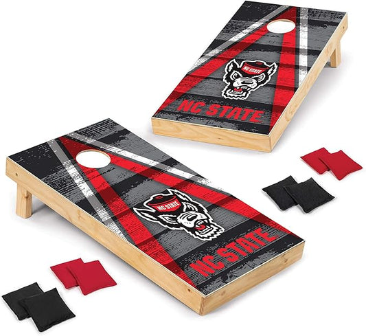 Wild Sports NCAA College 2' x 4' Wood Direct Print Tournament Cornhole Set, 8 Bean Bags, Vintage Triange Design - Tailgate, Outdoor, Backyard