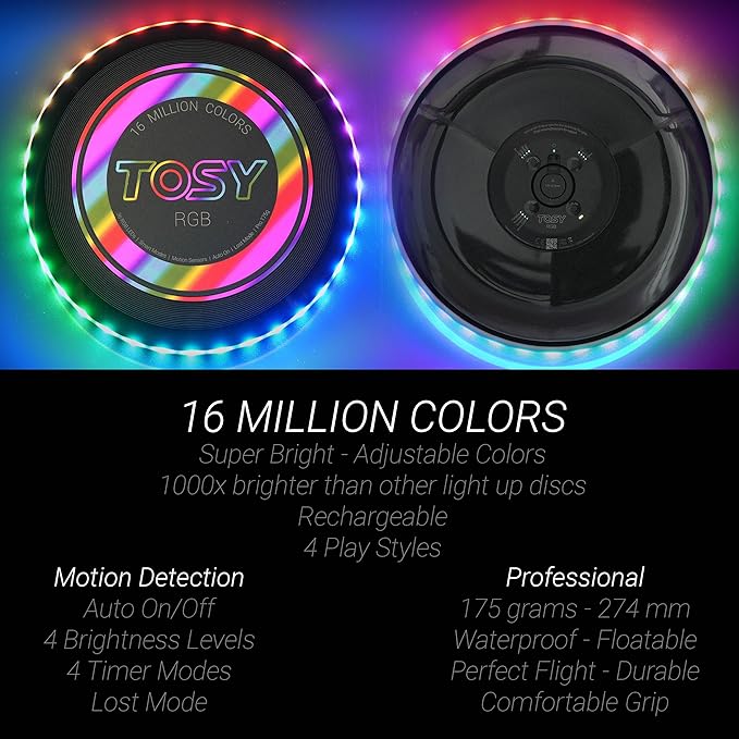 TOSY Bundle of 3 - Frisbee 108 LEDs - 2X RGB Black + RGB White
