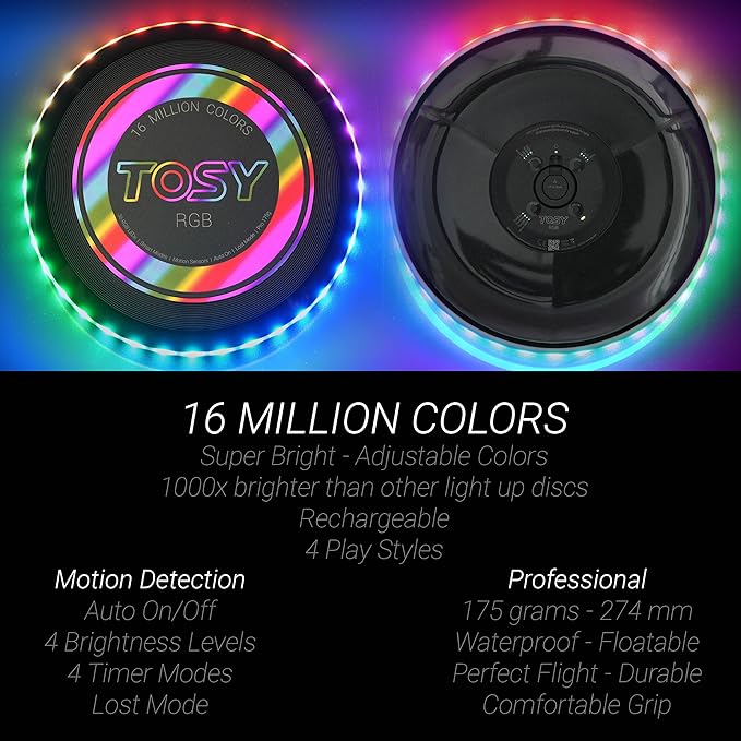 TOSY Bundle of 3 - RGB Black + 2X Green - Frisbee 108 LEDs, 16 Million Colors