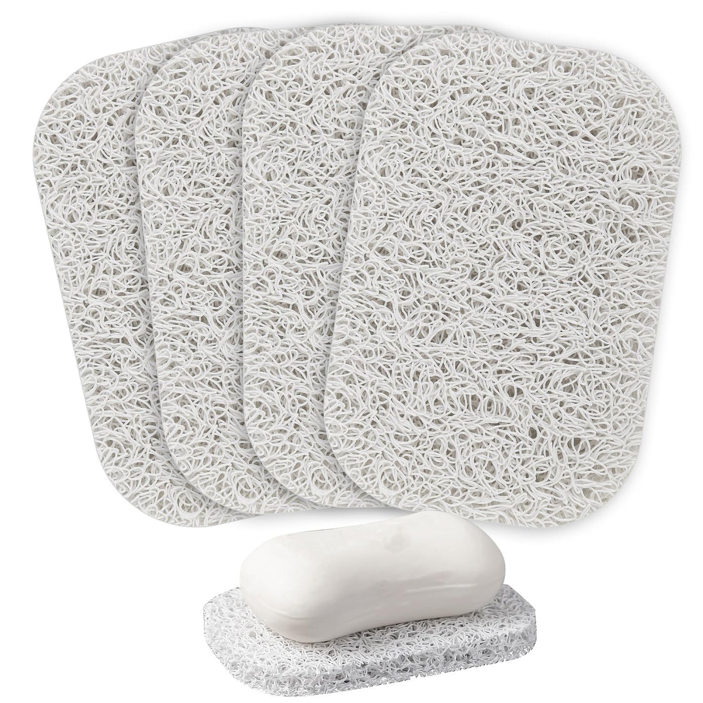 4PCS White Soap Holder PadBPA-Free Savers Pads for Soap Dish,Easy to Clean Soap Lifting Pads Suitable for Shower Kitchen Bathroom Bathroom Travel Hotel Cleaning Products