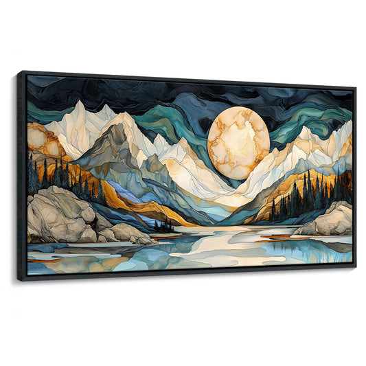 JEAWA Framed Canvas Wall Art - 20x40 Inchs Abstract Painting Decor, Textured Mountain Pictures as Gifts for Friends, Modern Art Prints for Bedroom Living Room Bathroom Home Decoration