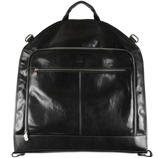Time Resistance Leather Garment Bag - Slim Carry-On Suit Carrier for Dress Protection (Black)